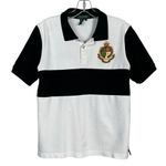 Ralph Lauren Lauren  Embroidered Crest Logo Black White Colorblock Polo Shirt M Photo 0