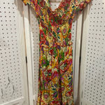 Luna Llena Smocked Floral Maxi Dress Off Shoulder Ruffle V Neck Bohemian M Yellow Size M Photo 0