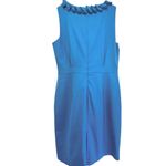 J.Crew  Suiting Sleeveless Dress Blue 12 Wool Blend Ruffles Pencil Dress Office Photo 2