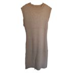 Endless Rose  Bodycon Midi Taupe Sweater Dress Lace-up Back Sz Large Photo 2