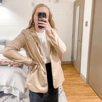 Joie NWT  Leather Faux Tan Beige Blazer Coat Jacket Blogger Pinterest Fav Cream Photo 4