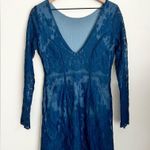 Free People women deep blue long sleeve lace mini dress taylor swift S Photo 3
