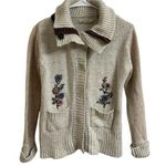 Natural Reflections Natural Reflection Womens Size S Cardigan Sweater Floral Embroidered Pockets Photo 0