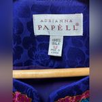 Adrianna Papell EXCELLENT Vintage Silk 2Piece Suit Blazer Skirt Stripe Floral 12 Photo 2