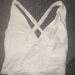 Francesca's Cross Back White Deep V-Neck Crop Top Photo 1