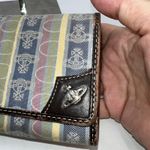 Vivienne Westwood Orb Striped Canvas Leather Tri-Fold Wallet Photo 2