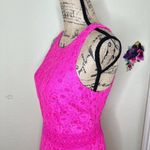 Laundry by Shelli Segal Crochet Lace Bright Pink Sleeveless Dress Size 6 Photo 3