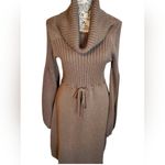 Calvin Klein Brown Ribbed Cowl Neck Sweater Midi Dress Size:Small Photo 3