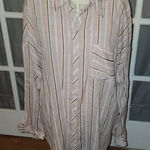 Torrid  Womens Taupe‎ Striped Gauze Button Front Relaxed Fit Tunic Top 3 3X Photo 0