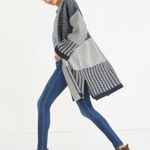 Madewell Merino Wool Collage Patchwork Oversized Cardigan Sweater Navy Large Photo 3