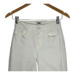 Paige  Cindy Crisp Crop White Jeans‎ Raw Hem High Rise Denim Women Size 24 Photo 2