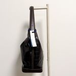 Dooney & Bourke Dooney Bourke Black Brown Leather Croc Embossed Lobster Clasp Hobo Makeup Bag Photo 6