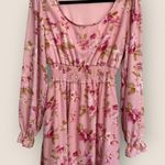 Peach Love Women's Size Large Pink Floral Long Sleeve Dress Casual Lightweight Photo 0
