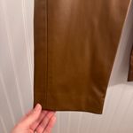 ZARA Faux Leather Straight Leg Pleated High Waist Pants Brown Women’s Size Small Photo 7