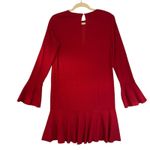 Theory Red Long Sleeve Bell Sleeve Flounce Hem Ruffles Aesthetic Chic Dress Sz 2 Photo 5