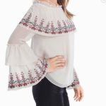 White House | Black Market WHBM Off the Shoulder Embroidered Swiss Dot Blouse sz small Photo 1