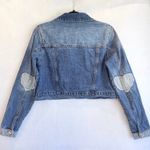 Juicy Couture Cropped Denim Jacket with Heart Patch Elbows Women’s Size M Photo 1