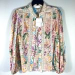 Zimmermann  Halliday Floral Lace Trim Balloon Sleeve Cotton Shirt 8 US NWT Photo 6