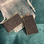 Handmade Floral Embroidered Earrings - Blue and Orange Photo 1