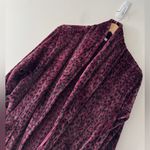 Natori  Private Luxuries Leopard Animal Print Ultra Soft Fleece Long Robe Purple Photo 2