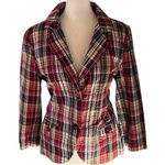 NWOT NorthStyle Multicolor Plaid Blazer Medium Red Photo 0