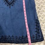 Boho Metallic Embroidered Lightweight Denim BlueTank Top Tassel Tie Blue Photo 6