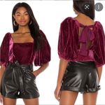 Free People Marie Velvet Open Back Crop Top Balloon Sleeves Red Small NWT Photo 8