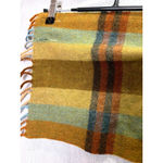 Vintage West Germany Handwoven Wool Plaid Scarf 100% Wool Fringe Gold Photo 3