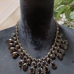 Gold Tone & Black Beaded Teardrop Statement Fashion Jewellery Necklace Photo 1