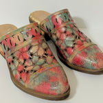 L'Artiste Spring Step Rosalinda Mules Floral Multi Cutout Block Heel Size 37 US7 Red Photo 0