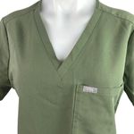 FIGS Women's Green Short Sleeve V-Neck Pocket Medical Nurse Scrub Shirt Top Sz M Photo 2