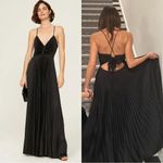 ALC Frank A.L.C. Aries Satin Pleated Maxi Dress Black Sz 6 Photo 9