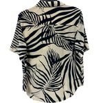 AYR  Pool Boy Shirt Black Cream Palapa Print Silk Blend Short Sleeve Button Down Photo 2