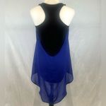 Unique blue and black racerback bodycon chiffon tunic top size small Photo 3