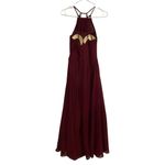 Azazie  Bridesmaid Prom Formal Dress Size A4‎ Maroon Chiffon Floor Length Halter Photo 4