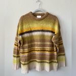 Every Fuzzy Vintage Stripe Crew Neck Long Sleeve Sweater in Women's Size S Yellow Photo 1