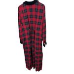Karin Stevens Vintage Red Black Plaid Maxi Dress Velvet Collar Button Front 14 Photo 6