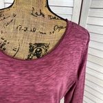 J. Bee Mixed Media Drop Waist Scarf Hem Knit Tunic Shirt Large Purple Photo 3