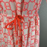 Vilagallo Womens Tired Midi Shirt Dress Size 42 / 8 White Orange Geo Embroidered Photo 4