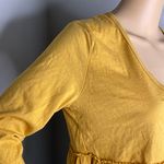 Urban Outfitters NWT Mustard Yellow Cropped Long Sleeve Peplum Top Size Small Photo 3