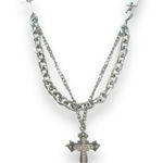 CZ Cross Pendant Necklace for Men Women Streetwear Punk Hip Hop Unisex Style Silver Photo 0