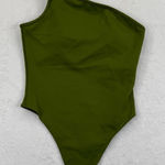 New Beginnings By April Daniels Olive Green One Shoulder Bodysuit Small Photo 0