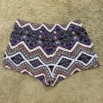 EXPRESS  High Waist Patterned Shorts - Purple, Pink, Black Photo 1