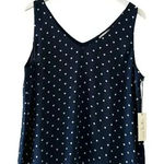 Nine Britton  Navy White Polka Dot V-Neck Classic Swing Tank Top SZ L # 1883 Photo 0