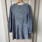 Altar'd State Altar’d State Velvet Powder Blue Long Balloon Sleeve Mini Dress Size XSmall Photo 4