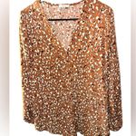JODIFL  Oversized Brown Balloon Sleeve Leopard Print Blouse Photo 2