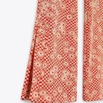 ZARA NEW  Orange Daisy Print Flare Bottom Pants Size S Boho Hippie 70s Peace Photo 3
