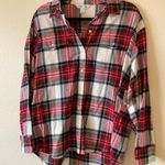 Old Navy NWT  The Boyfriend Shirt Red White Christmas 100% Cotton Women's Size L Photo 3