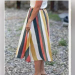 Mystree  Women’s Satin Silk Colorful Stripes Skirt Size‎ M NWT Photo 1
