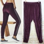 Fabletics Britt Jogger Pants Womens XL Burgundy Velour Gray Side Stripe Zip Leg Photo 1
